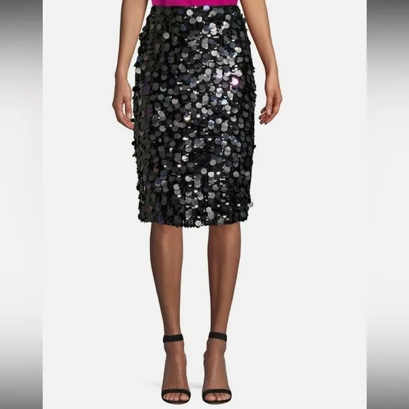 Parker Black-Multi Color Sequin Pencil Skirt - Picture 6 of 8